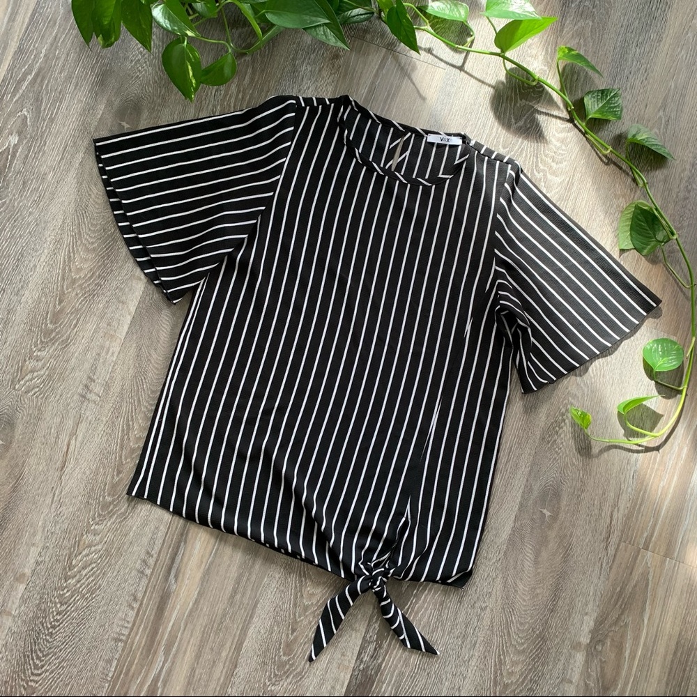 Striped blouse with tie